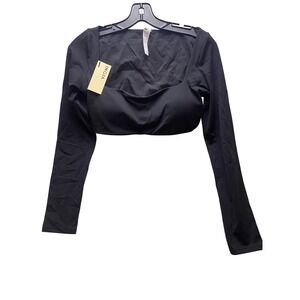 INGIA Crop Top Womens‎ Large Black Padded Athletic Athleisure Workout Base Layer